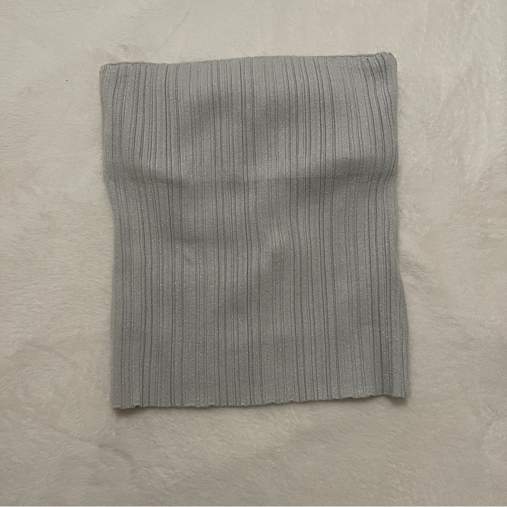 Madewell Silver Glitter Strapless Top